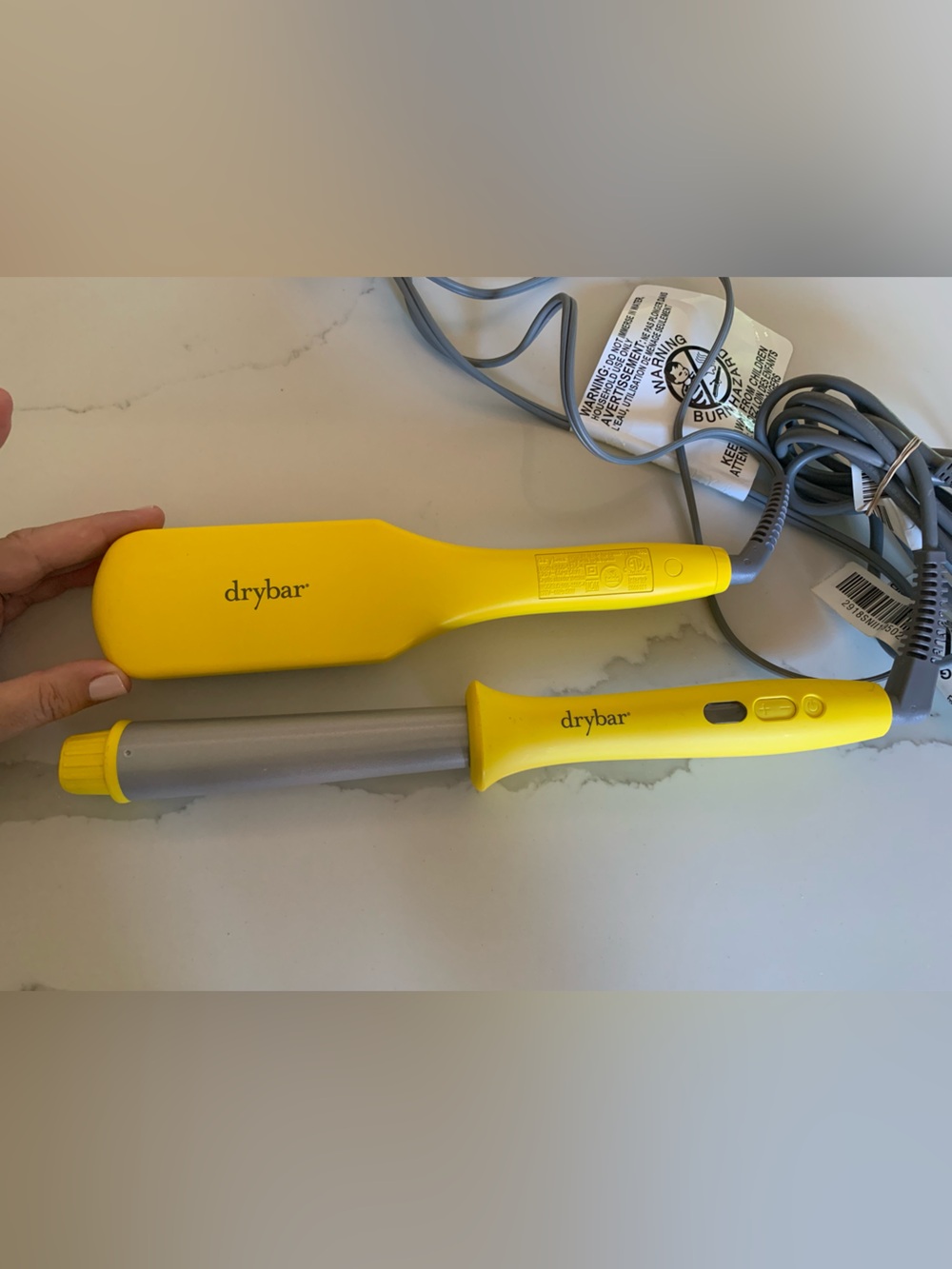 Drybar Yellow Curling Iron and straightening Brush Set